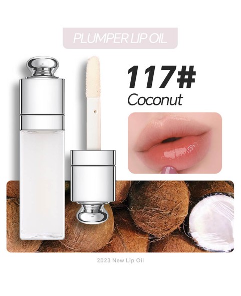 Plumping Lip Oil,Hydrating Gloss Tinted Lip Balm Transparent Lip Care,Big Brush Head Glitter Shine,Long Lasting Nourishing Non-sticky Fresh Textureand