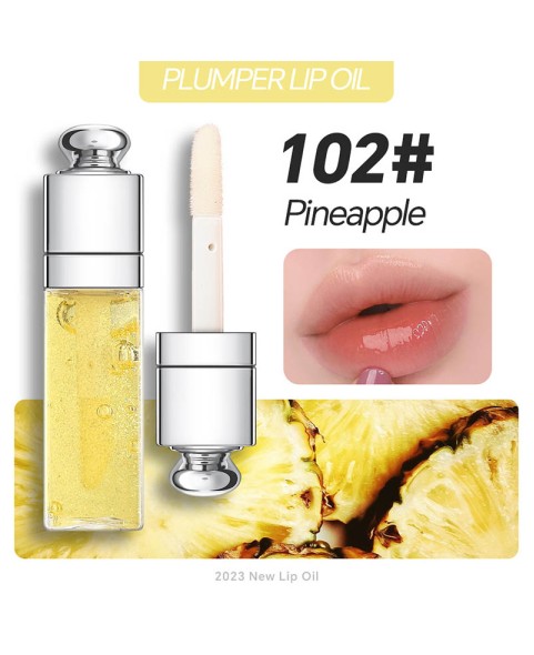 Plumping Lip Oil,Hydrating Gloss Tinted Lip Balm Transparent Lip Care,Big Brush Head Glitter Shine,Long Lasting Nourishing Non-sticky Fresh Textureand