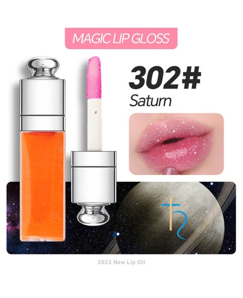 Plumping Lip Oil,Hydrating Gloss Tinted Lip Balm Transparent Lip Care,Big Brush Head Glitter Shine,Long Lasting Nourishing Non-sticky Fresh Textureand