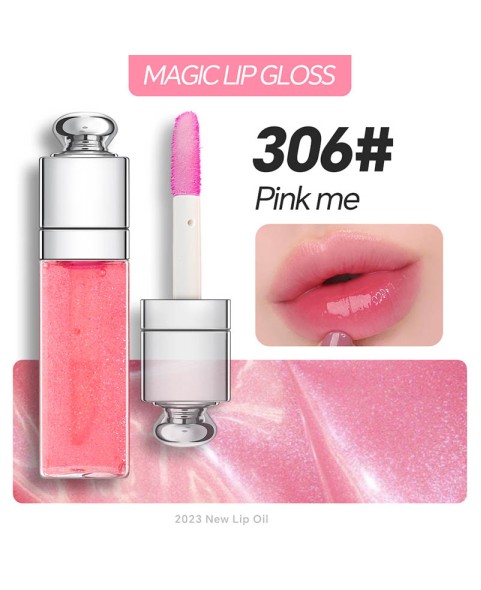 Plumping Lip Oil,Hydrating Gloss Tinted Lip Balm Transparent Lip Care,Big Brush Head Glitter Shine,Long Lasting Nourishing Non-sticky Fresh Textureand