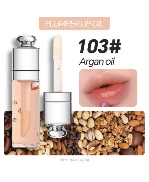 Plumping Lip Oil,Hydrating Gloss Tinted Lip Balm Transparent Lip Care,Big Brush Head Glitter Shine,Long Lasting Nourishing Non-sticky Fresh Textureand