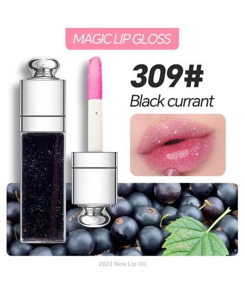 Plumping Lip Oil,Hydrating Gloss Tinted Lip Balm Transparent Lip Care,Big Brush Head Glitter Shine,Long Lasting Nourishing Non-sticky Fresh Textureand