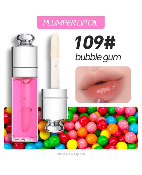 Plumping Lip Oil,Hydrating Gloss Tinted Lip Balm Transparent Lip Care,Big Brush Head Glitter Shine,Long Lasting Nourishing Non-sticky Fresh Textureand