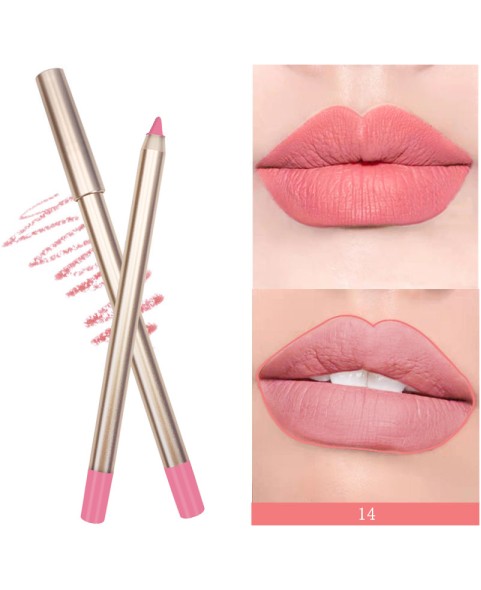 Waterproof lip Pencil, Gold Matte 15 Shades Lip Liner