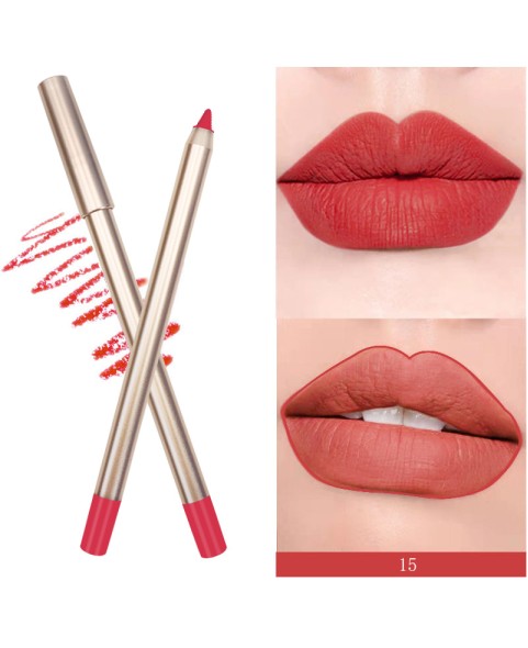 Waterproof lip Pencil, Gold Matte 15 Shades Lip Liner