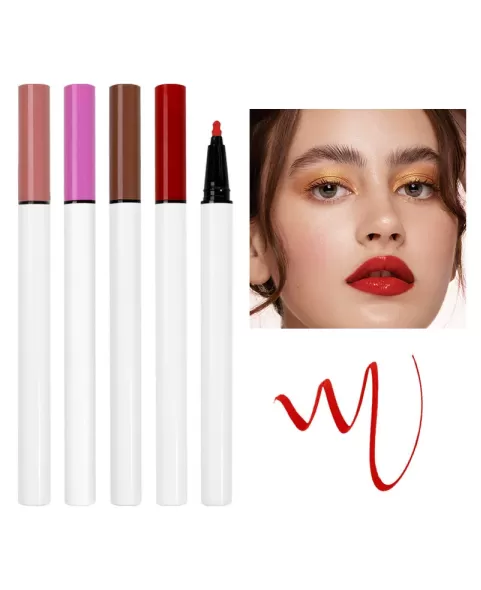 Liquid Matte Lip Tint Stain Marker Pen,2in1 Liquid Lipstick & Lip Liner Pencil,Long Lasting Waterproof 24 Hour Lip gloss for Women
