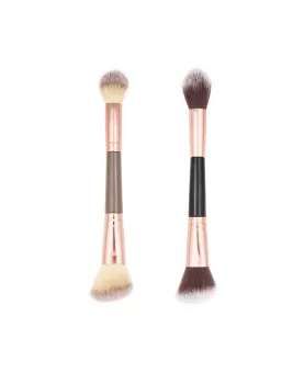 Foundation Brush Highlighter Contour Bronzer Double Ended Makeup Brush for Blending Liquid Powder Concealer Cream Blush 