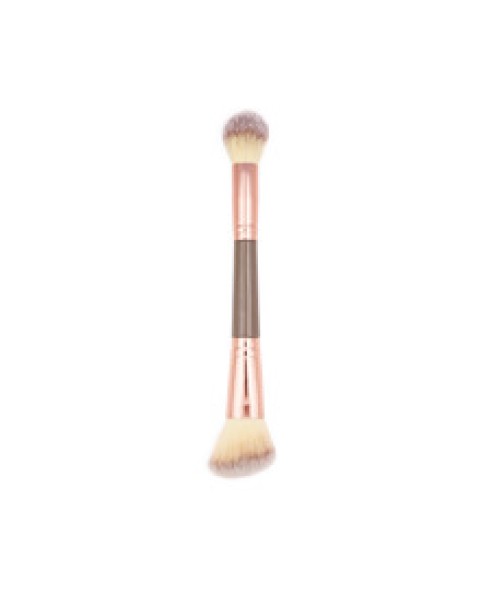 Foundation Brush Highlighter Contour Bronzer Double Ended Makeup Brush for Blending Liquid Powder Concealer Cream Blush 