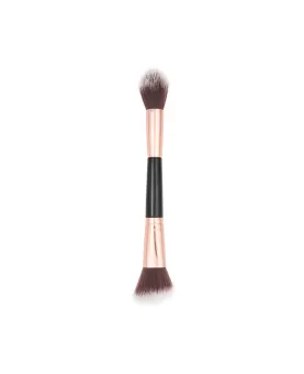 Foundation Brush Highlighter Contour Bronzer Double Ended Makeup Brush for Blending Liquid Powder Concealer Cream Blush 